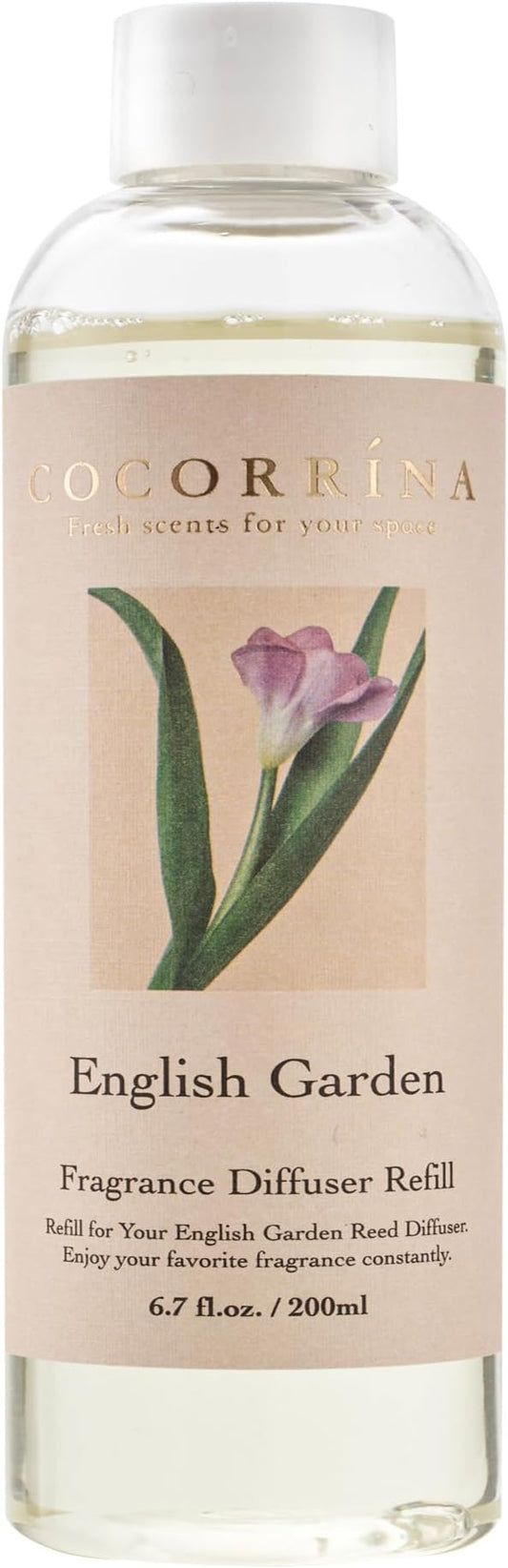 COCORRÍNA Reed Diffuser Refill - English Garden 6.7 oz. Reed Diffuser Oil Refill Home Fragrance for Bedroom, Bathroom Home Decor