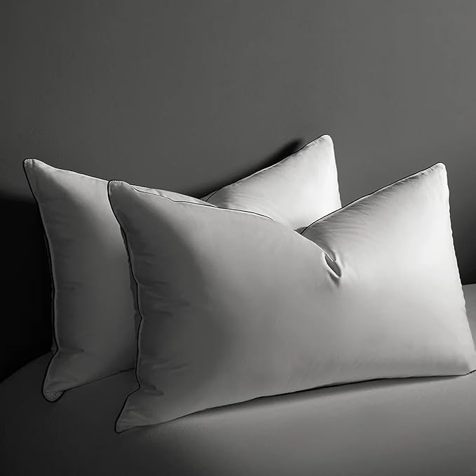 Luxury Hungarian White Goose Down Pillows Queen Size - 550 Fill Power - 460 Thread Count Cotton Blend Shell - Ultra Soft and Comfortable Sleep Pillows - 2 Pack (20" x 28")
