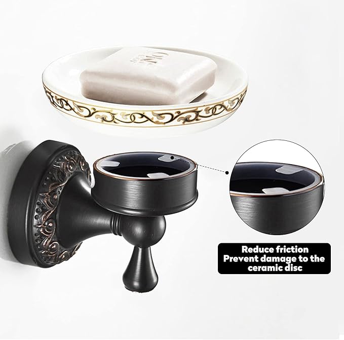 Leyden Bronze Soap Dish, Oil Rubbed Bronze Bathroom Accessories Soap Holder Shower Room Soap Dish Stand Organizer Tray Ceramic Dish Brass Retro Wave Pattern Design