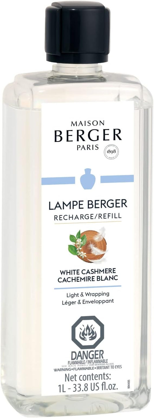 Maison Berger - White Cashmere - Lampe Berger Fragrance Refill for Home Fragrance Oil Diffuser - Air Freshener - 33.8 Fluid Ounces - 1 Liter