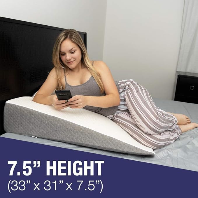 Kölbs Extra Wide Bed Wedge Pillow | Extra Large Bed Wedge Pillow (31” x 33”)| Memory Foam Top and Jacquard Cover| Wedge for Sleeping Acid Reflux GERD (Extra Wide 7.5" Height (31 x 33 x 7.5))