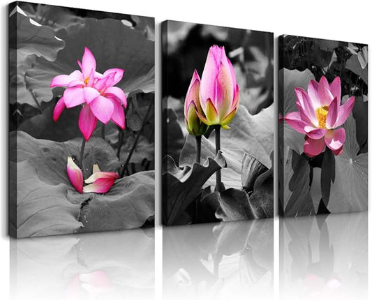Canvas Wall Art for living room bathroom Wall Decor for bedroom kitchen artwork Canvas Prints green plant flowers painting 12" x 16" 3 Pieces Modern framed office Home decorations family picture