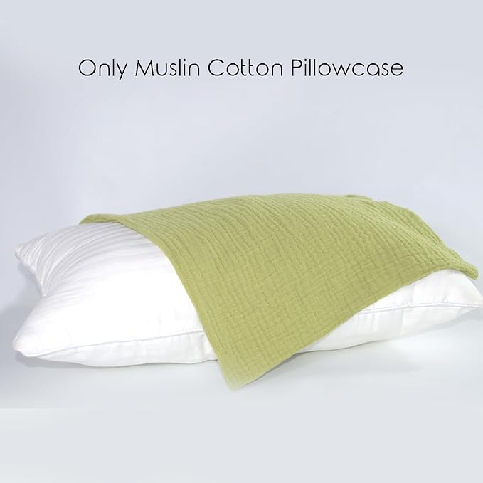 Organic Cotton Muslin Mini Pillowcases with Envelope Design,2 Pack Ultra Breathable Kids Toddler Pillowcases for Boys and Girls- 13 x 18 inches (Green)