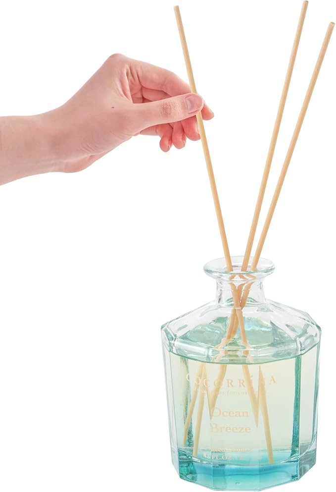 COCORRÍNA Reed Diffuser - Ocean Breeze 8.5oz Flower Reed Diffuser Set with 8 Sticks, Home Fragrance Reed Diffuser for Home Bedroom Office Bathroom Shelf Decor (Master Collection)