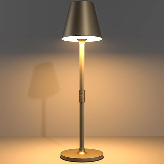 Modern LED Cordless Table Lamp, 4000mAh Rechargeable Battery, 3 Level Brightness Night Light, Metal Shell, Minimalist Design, for Couples Dinner/Coffee Table/Restaurant/Bedroom, Khaki