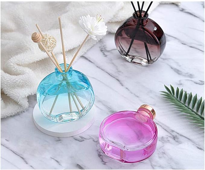 1Pcs 150ml/5oz Empty Refillable Glass Diffuser Bottles Aromatherapy Jar Container Fragrance Accessories Use for DIY Replacement Reed Diffuser Sticks Sets Essential Oils Crafts Decor Brown Gradient