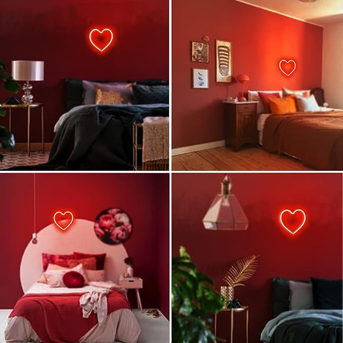 Red Heart Neon Sign, Battery Operated or USB Powered LED Neon Light for Mothers Day Decoration, Table and Wall Decoration Valentines Light for Room Classroom Dorm Wedding Proposal Anniversary Decor