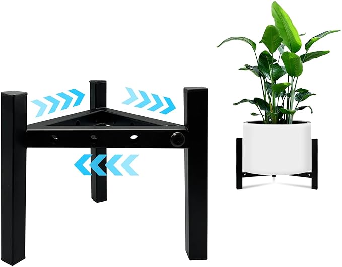 Mini 3Legs Adjustable Metal Plant Stand for 5"-10" Plant Pot – Indoor & Outdoor (Black, 1 Pack)