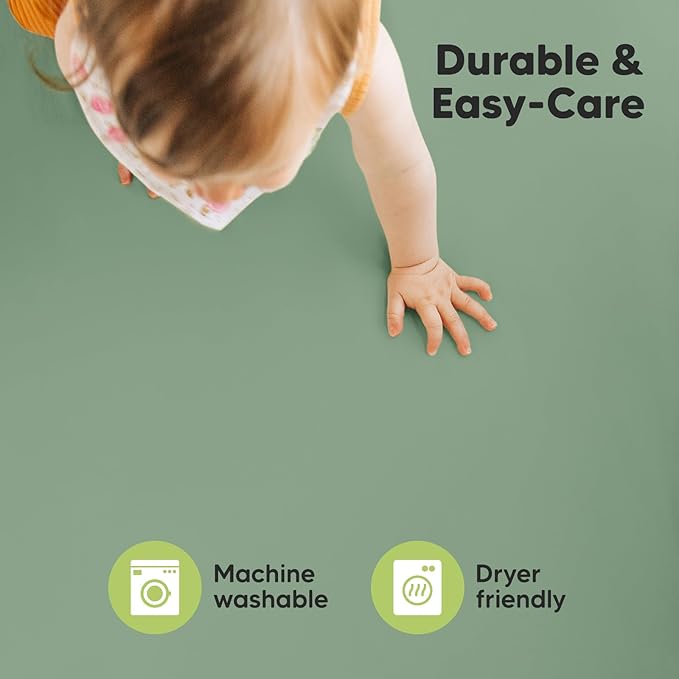 Pack and Play Sheets Fitted, 2-Pack Mini Crib Sheets - Pack N Play Sheets, Organic Fitted Crib Sheet for Pack and Play Mattress, Playard Baby Crib Sheets, Crib Sheets Neutral for Boys, Girls (Hedges)