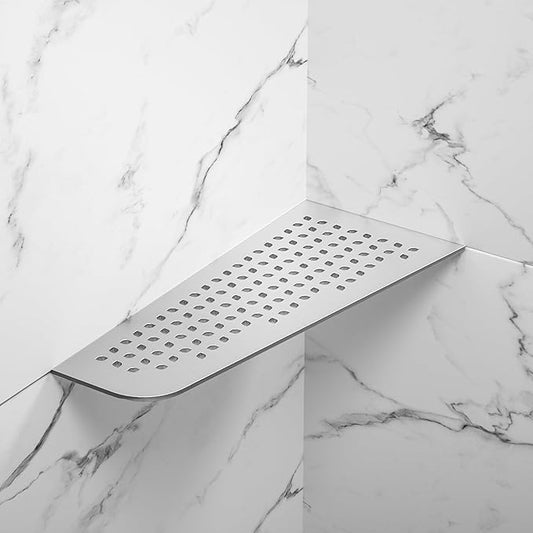 Corner Shower Shelf 12" Brushed 304 Stainless Steel Quadrilateral Corner Shelf Heavy Duty Recessed Bathroom Shelf No Drilling Needed