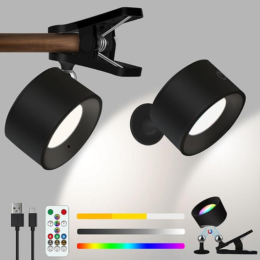 Adetu LED Wall Lights with Remote, RGB Rechargeable Wall Mounted Sconces, 3 Color Temperatures & Dimmable, Battery Powered Lights, Magnetic 360° Rotation Cordless Wall Light for Bedroom (1 Pack)