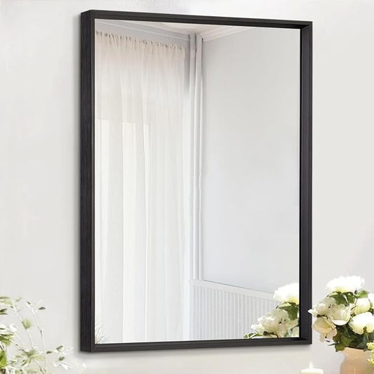 AAZZKANG Black Framed Mirror Large 26"x18" Rectangle Metal Mirrors for Wall Decorative for Bedroom Bathroom Living Room Entryway Hanging Vertically or Horizontally