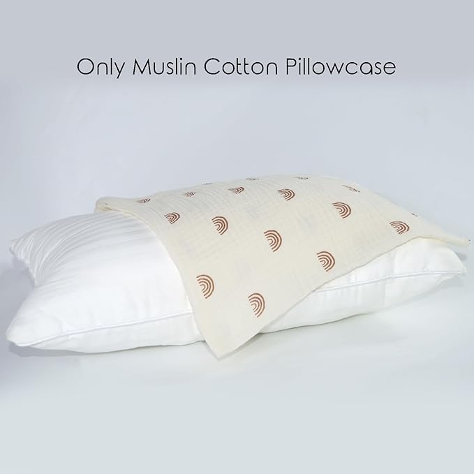 Organic Cotton Muslin Mini Pillowcases with Envelope Design,2 Pack Ultra Breathable Kids Toddler Pillowcases for Boys and Girls- 13 x 18 inches (Rainbow)