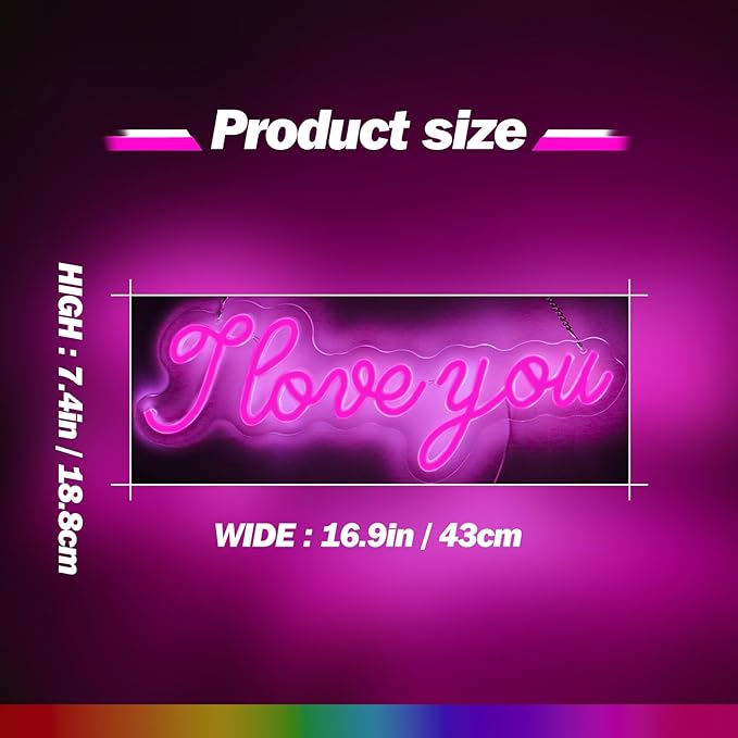 Goneons I Love You Neon Sign Neon Light for Wall Decor, Express with Neon Light, Pink LED Sign as Gifts for Valentine's Day,Brithday,Family,Lover,Children(I Love You)