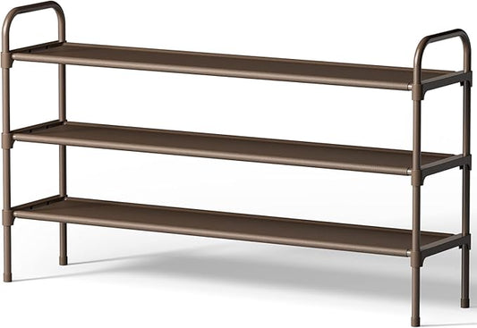 Kitsure Extra-Long Shoe Rack for Closet, Shoe Organizer for Front Door Entrance, Stackable Shoe Shelf, Detachable Closet Organizers and Storage, Brown, 39.0" x 11.8" x 23.2"