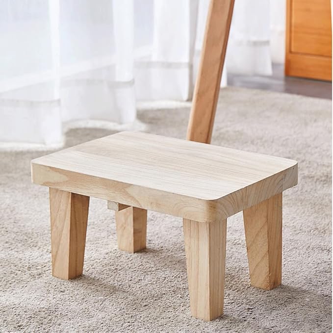 Tung Wood Stepstool with Non-Slip Rubber Footpads for Small Stepstool in Bedroom, Kitchen, Bathroom, Load Capacity Up to 300 lbs, Rugged and Durable, No Assembly Required