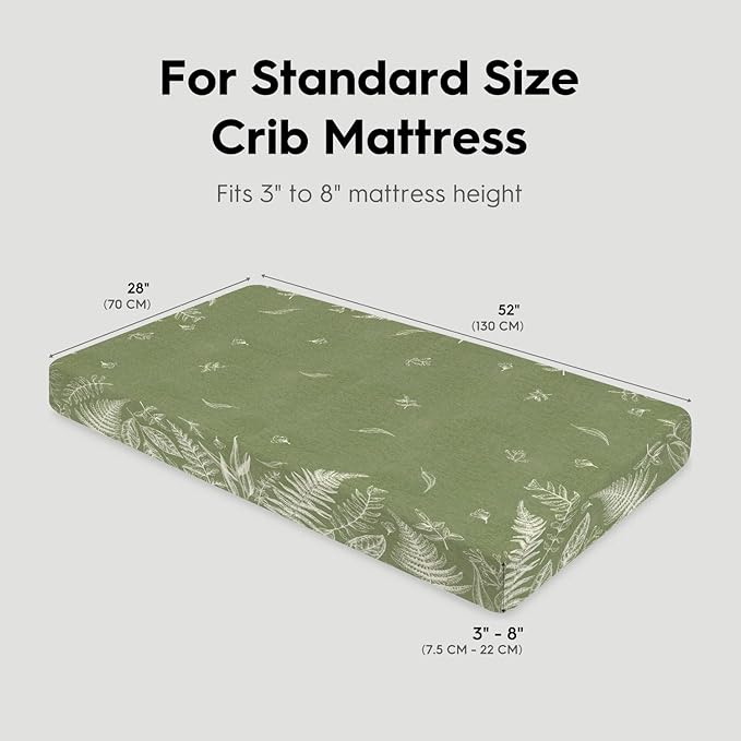 Horaldaily 2 Pack Fitted Crib Sheet for Boys Girls, Fits Standard Size Crib Mattress 28in x 52in, Soft Breathable Washable Jersey Microfiber Baby Crib Sheet, Wild Floral Nursery Sheet Green/White
