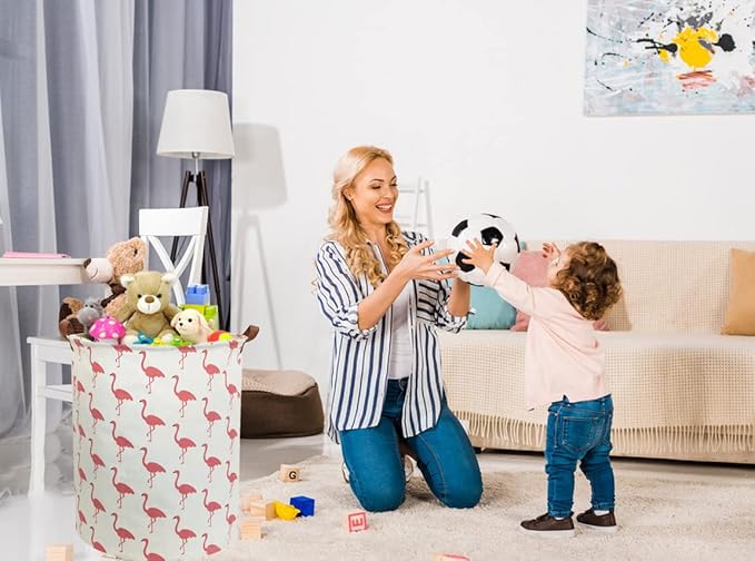 Pink Laundry Hamper,Kids Laundry Basket,Girls Hamper for Girls Room Decor,Nursery Hamper,Toy Bins,Bedroom. (Flamingo)