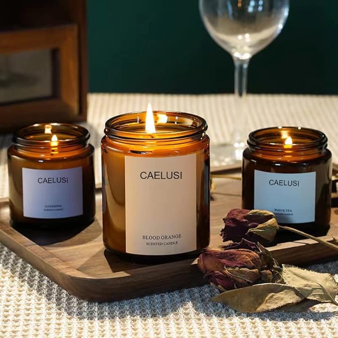 Soy Candles Clearance for Home Scented Aromatherapy Candles Natural Soy Wax Candles Gifts for Women/Men Premium Candles Essential Oils Long Lasting Amber Jar Candles (Lavender Candle 8.5oz)