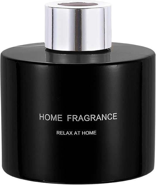 HARFINGTON Empty Glass Diffuser Bottle 140ml/4.7oz Refillable Fragrance Accessories Aromatherapy Jar Container for Replacement Reed Diffuser DIY Home Bathroom Black with Silver Tone Cap
