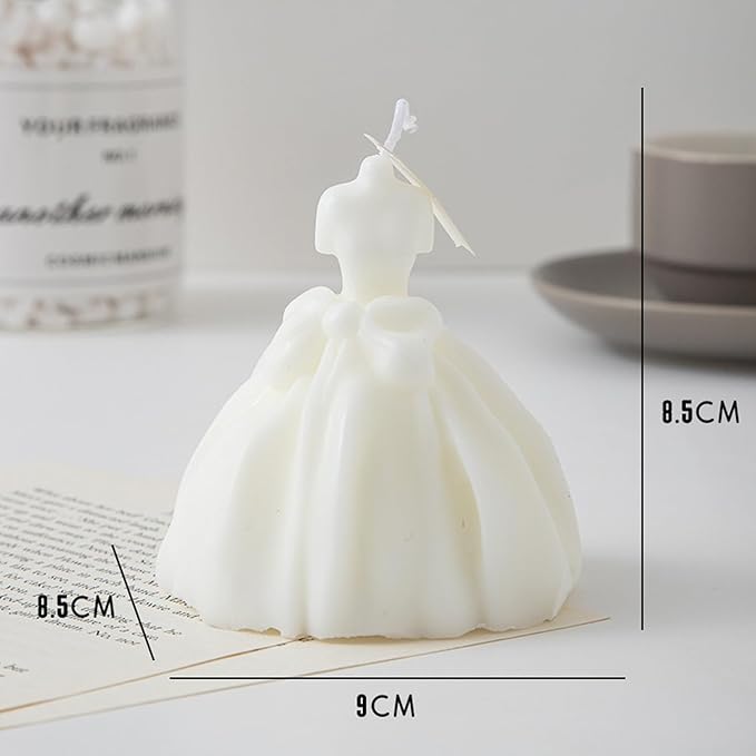 Wedding Dress Aesthetic Scented Candle,200G Handmade Bride Shape Soy Wax Aroma Decorative Candle for Table Photo Prop Valentine's Day Wedding Birthday Gift,Prefect for Meditation Stress (Cream)