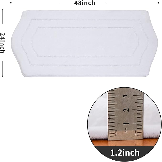 COSY HOMEER Extra Thick Bath Rugs for Bathroom - Anti-Slip Bath Linen Sets Mats Soft Plush Yarn Shaggy 100% Strong Polyester Living Room Bedroom Water Absorbent(White,24x48 - Inches)
