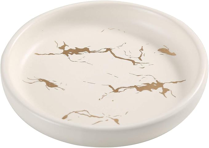 Ceramic Soap Dish Tray Holder for Bathroom or Kitchen,Jewelry Tray,Trinket Plate,Home Décor, Elegant White Color