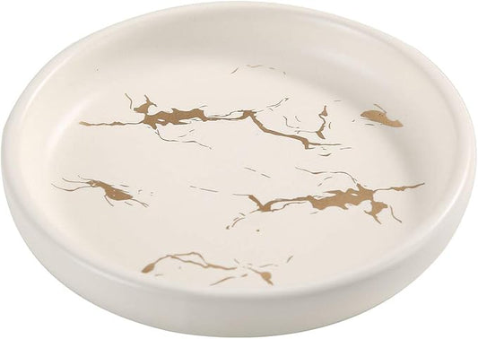 Ceramic Soap Dish Tray Holder for Bathroom or Kitchen,Jewelry Tray,Trinket Plate,Home Décor, Elegant White Color