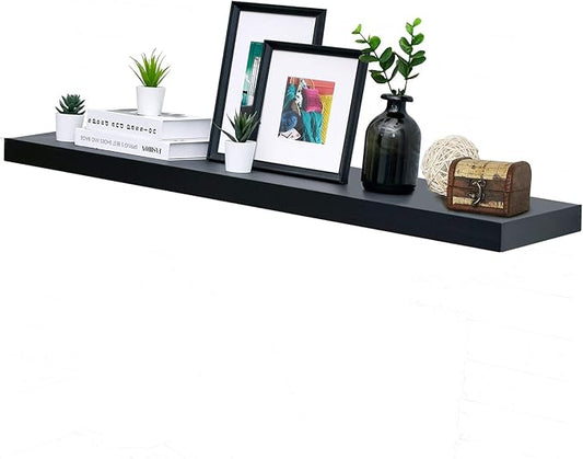 WELLAND 60 inch Black Mission Floating Shelves for Wall, Bathroom Wall Mount Shelves, Wood Modern Display Shelves, Book Shelves,for Bedroom,Living Room and Kitchen