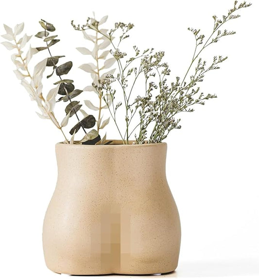 BASE ROOTS Plant Pot Ceramic Planter Vase with Drainage for Succulents, Cactus, Flowers - Ideal for Boho Indoor & Outdoor Garden, Aesthetic Living Room, Bedroom, Desk Organizer Decor & Gift Idea