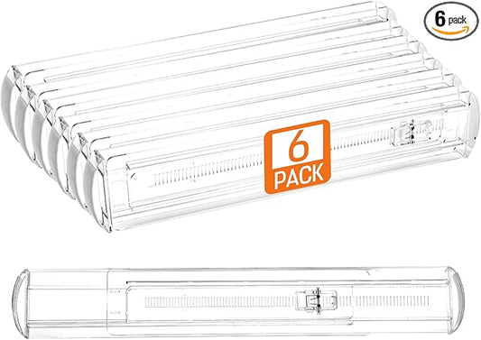 6 Pack Drawer Dividers for Clothes, 2.3" High 13"-21" Adjustable Drawer Dividers Expandable Dresser Drawer Organizer, Clear Drawer Separators for Clothes, Underwear, Cosmetic, Kitchen Utensils Storage