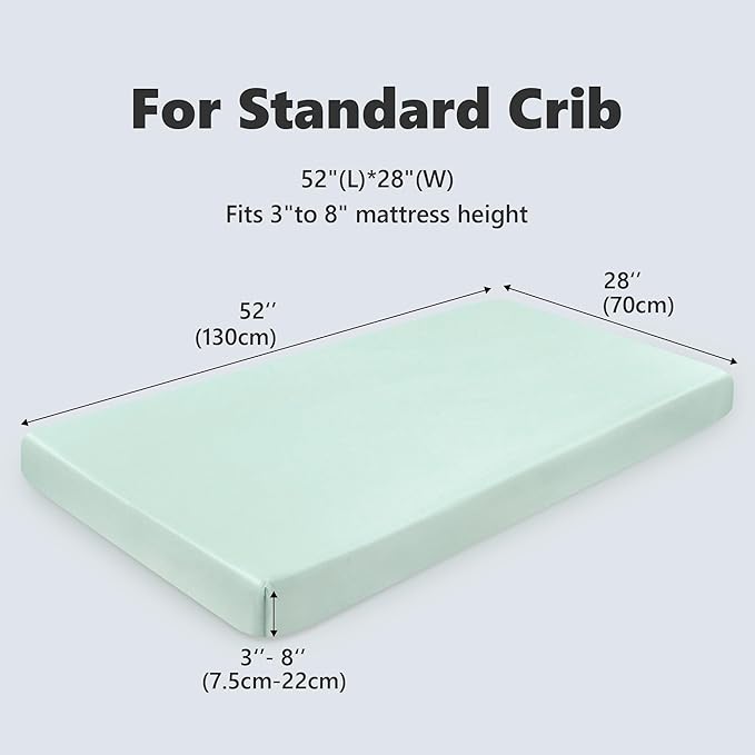 TILLYOU Baby Crib Sheets for Boys Girls, Fitted Crib Sheet 2 Pack for Standard Crib and Toddler Mattresses, Super Soft Toddler Bed Sheets, 28" x 52" x 8", Navy Whale & Light Green