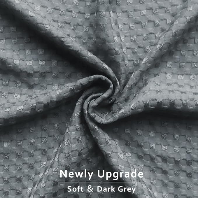 MIYE Pleated Waffle Weave Bed Skirt, Tailored Dust Ruffle 22 Inch Drop Easy Fit, Machine Washable (Dark Grey, Twin - 22" Drop)