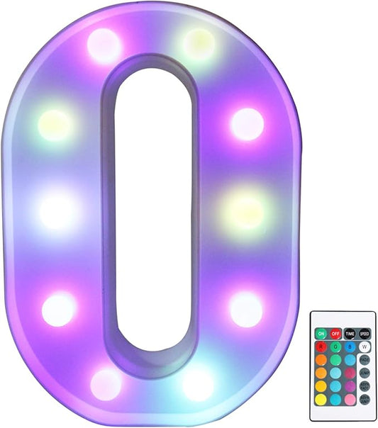 Pooqla Colorful LED Marquee Letter Lights with Remote – Light Up Marquee Signs – Party Bar Letters with Lights Decorations for The Home - Multicolor O