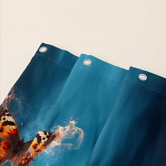 AILONEN 3D Butterfly Shower Curtain,Fire and Ocean Butterfly Bath Curtain 36" W*72" H,Modern Abstract Art Butterfly Print Waterproof Bathroom Curtain with 12 Plastic Hooks for Girls Women
