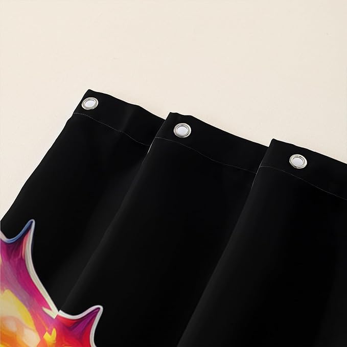 AILONEN Mushroom Shower Curtain,Oil Painting Mushroom Bath Curtain,Cartoon Mushroom Magic Fungus Print Black Waterproof Shower Curtain with 12 Plastic Hooks, 72" W x 78" H