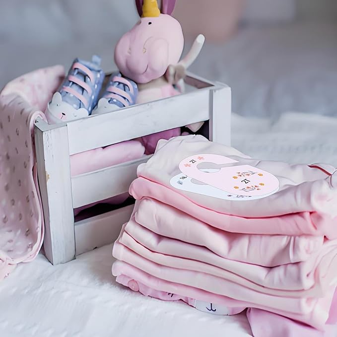 8 Pack Baby Closet Dividers Watercolor Plants Clothing Organizer Double-Sided Colorful Hanger for Newborn to 24 Months