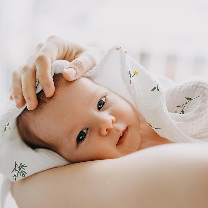 GLLQUEN BABY Muslin Swaddle Blankets for Girls Boy, 4-Pack Baby Blankets for Girl Boy, Newborn Receiving Blanket, Baby Swaddle Blanket Unisex, Baby Essentials, Registry & Gift