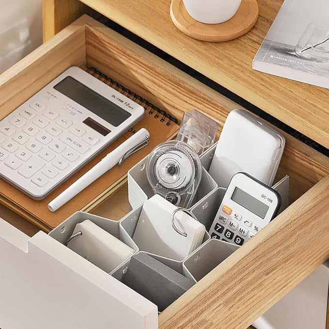 Poeland Drawer Divider Organizer Adjustable DIY Grid Honeycomb Drawer Divider for Underwear Belt Scarf Socks Gray
