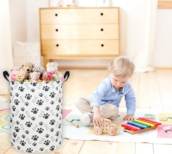 Kids Laundry Hamper,Dog Laundry Basket Collapsible Puppy Storage Baskets for Home Decor,Office,Toy Organizer,(Dog paw)