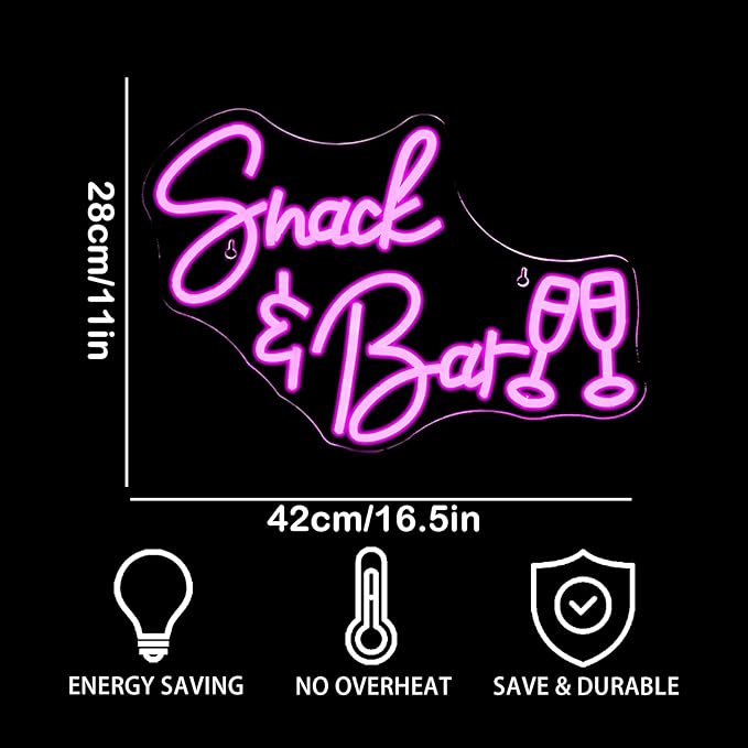 Snack Bar Neon Sign Led Neon Signs For Wall Decor for Wall Decor Light Up Signs for Bedroom Home Beer Bar Club Man Cave Party Decorations Gifts