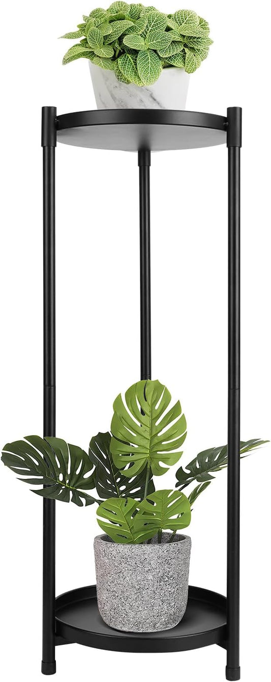 Oroonoko 2-Tier Black Plant Stand Indoor,28'' Tall Heavy Duty Metal Plant Holder,Rustproof Stable Plant Stand for Multiple Plant and Flower Pot in Corner Gardens Balconies Patios use