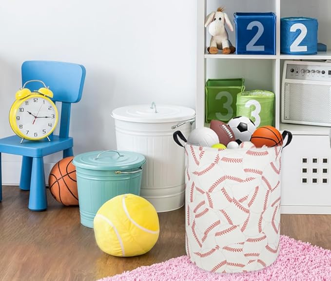 Kids Laundry Hamper,Baseball Laundry Basket Collapsible Boys Storage Baskets for Home,Office,Toy Organizer,Home Decor(Baseball)