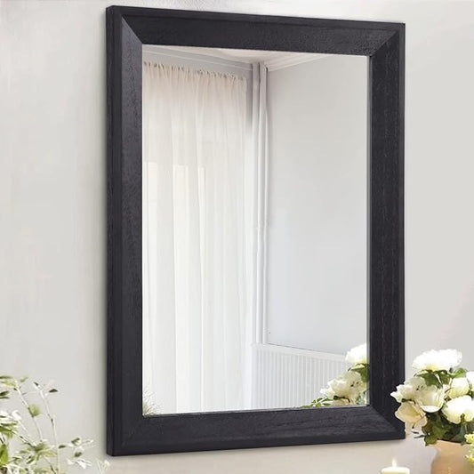 AAZZKANG Black Mirrors for Wall Rectangle Wood Framed Large 26"x18" Decorative Wall Mirror for Bedroom Bathroom Living Room Dressing Room Entryway