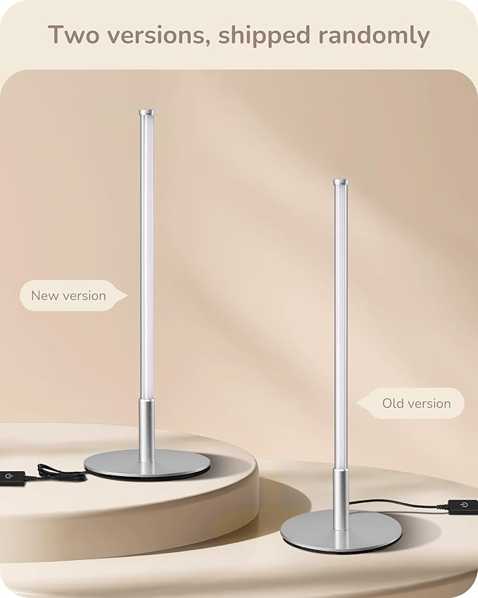 EDISHINE Upgraded LED Table Lamp, Stepless Dimmable Bedside Lamp with 3 Color Temperature, Modern Nightstand Lamp, Desk Lamp for Bedroom, Living Room, Corner, Gift, Metal Finish, Silver, 6W