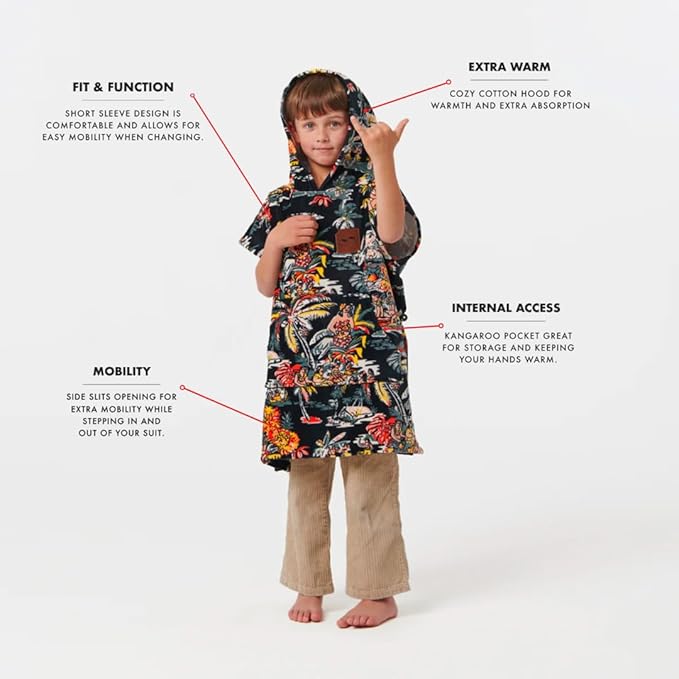 Slowtide Island Breeze Kids Changing Beach Poncho | Ultra Soft & Absorbent | Internal Access Dual Pockets