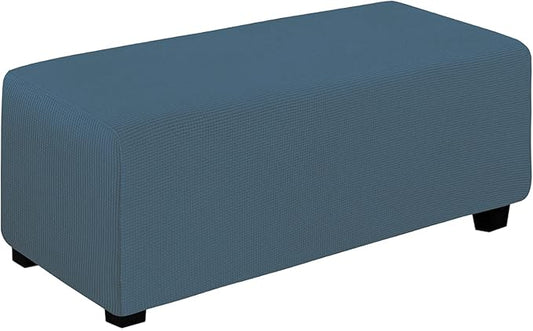 Easy-Going Stretch Ottoman Cover Folding Storage Stool Furniture Protector Soft Rectangle Slipcover with Elastic Bottom (Ottoman X-Large, Bluestone)
