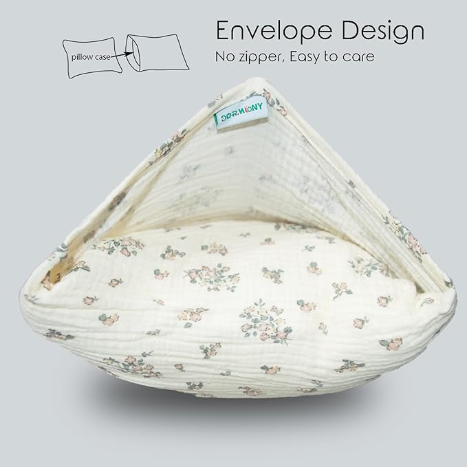 Organic Cotton Muslin Mini Pillowcases with Envelope Design,2 Pack Ultra Breathable Kids Toddler Pillowcases for Boys and Girls- 13 x 18 inches (Purple Flower)