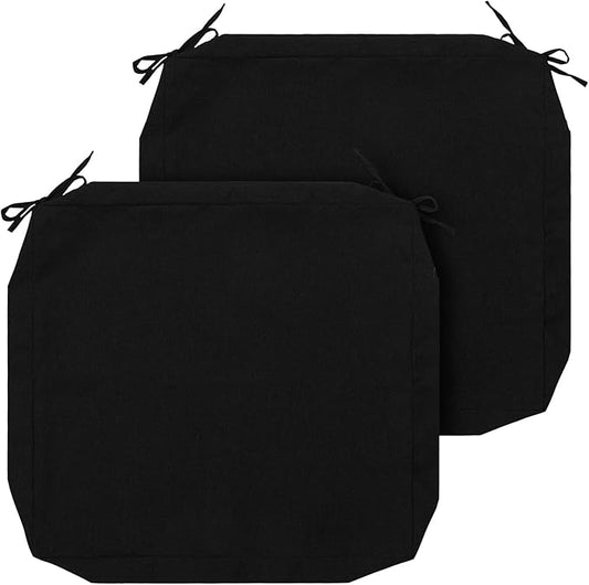 FUNHOME Outdoor Cushion Covers 20 x 18 x 4 inch,Set of 2,Replacement Seat Cushion Cover for Patio Furniture Chair,Water Resistant,Fade-Resistant Slipcover Only,No Insert(Black)