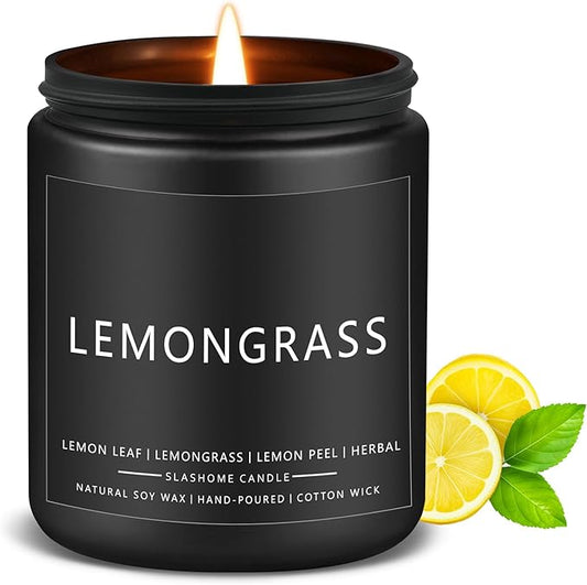 Lemongrass Scented Candles for Men, Outdoor Summer Gifts for Father Dad & Boyfriend, Soy Jar Candle for Home Scented (7oz)